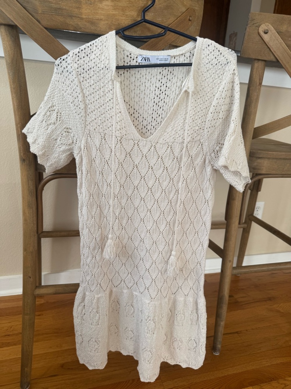 Zara Cream Crochet Dress (Beach Cover-Up)
